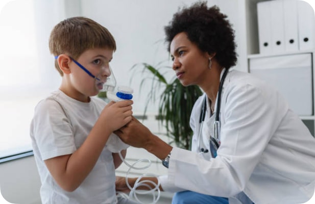 Doctor helping a child patient